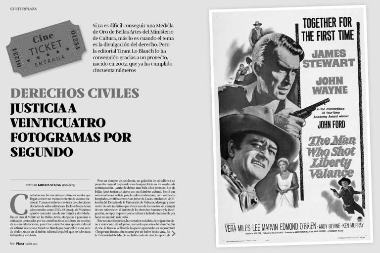 Captura de pantalla del artículo sobre Cine y Derecho Publicado en Valencia Plaza